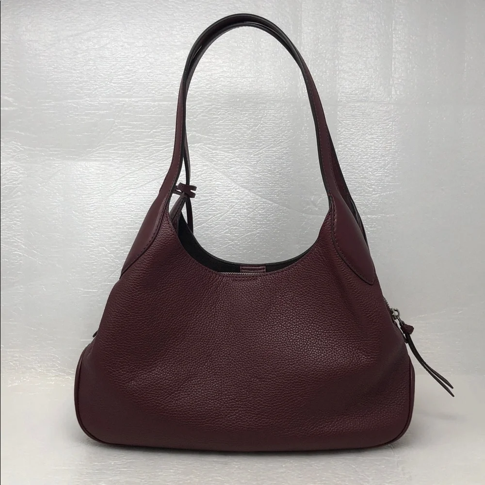 Michael Kors Kelsey Shoulder Tote Merlot Pebbled Leather SilverTone Hardware